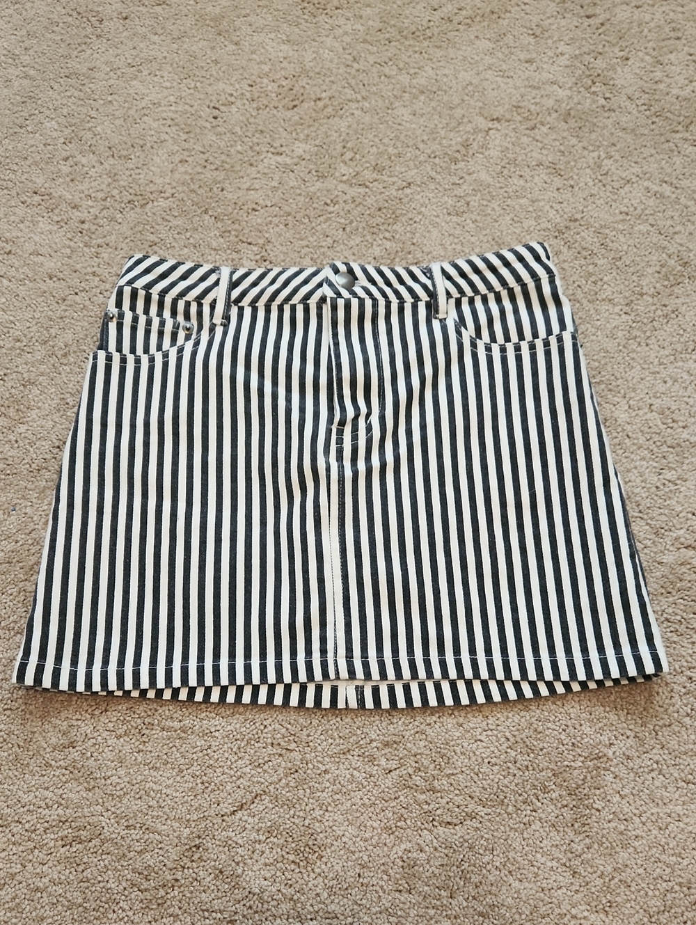 Wild Honey Black & White Vertical Stripe Mini Skirt